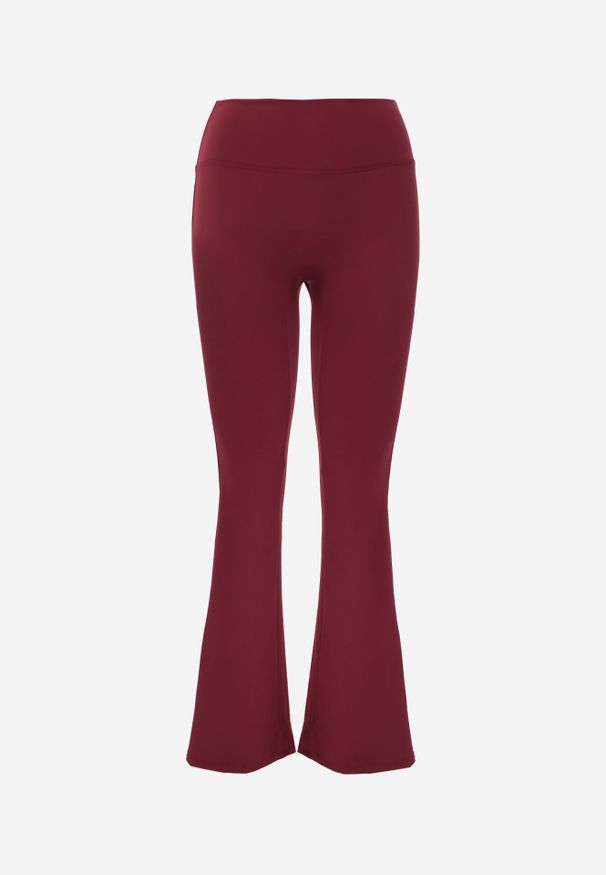 Born2be - Bordowe Legginsy Typu Dzwony z Wysokim Stanem Orralise. Okazja: na co dzień. Stan: podwyższony. Kolor: czerwony. Styl: casual