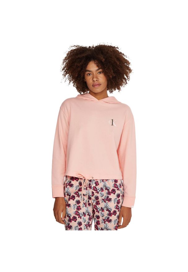 Bluza z kapturem damskie Calvin Klein One Lounge Long Sleeve. Typ kołnierza: kaptur. Kolor: różowy. Materiał: bawełna, materiał. Długość rękawa: długi rękaw