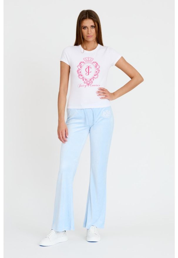 Juicy Couture - JUICY COUTURE Biały damski t-shirt Heritage Crest Fitted, Rozmiar M. Kolor: biały