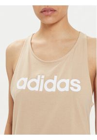 Adidas - adidas Top Essentials IS2087 Beżowy Regular Fit. Kolor: beżowy. Materiał: bawełna