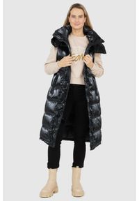 Blauer USA - BLAUER Długi błyszczący bezrękawnik puchowy damski Erika, Rozmiar S. Kolor: czarny. Materiał: puch, poliamid. Długość rękawa: bez rękawów. Długość: długie #1