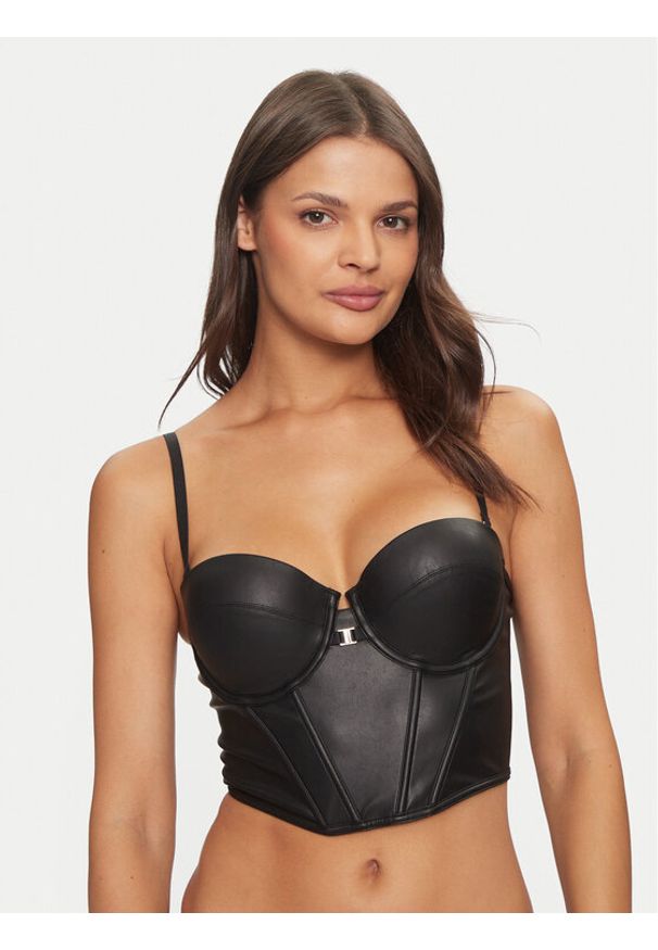 Guess Biustonosz top O4BC11 WGI80 Czarny. Kolor: czarny. Materiał: skóra