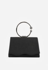 Renee - Czarna Torebka Kopertówka z Biżuteryjną Metaliczną Rączką i Łańcuszkiem Delatea. Kolor: czarny. Styl: elegancki, wizytowy #1