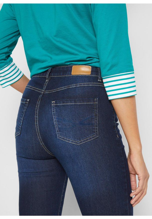 bonprix - Dżinsy o kroju skinny, mid waist, ze stretchem. Stan: podwyższony. Kolor: niebieski