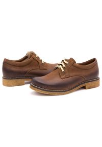 ButBal Buty damskie skórzane półbuty 656B brązowe. Kolor: brązowy. Materiał: skóra #7
