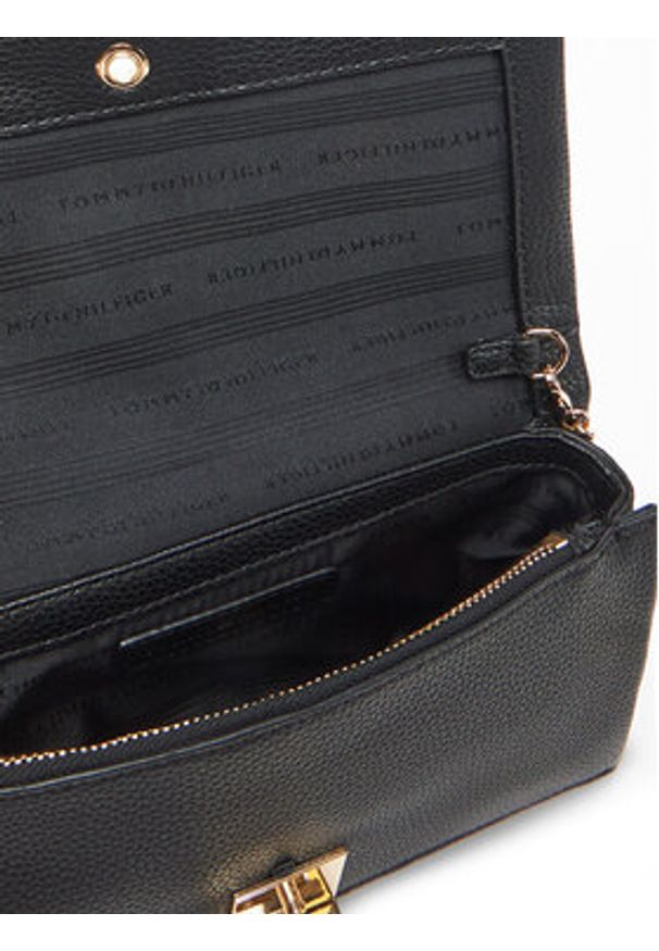 TOMMY HILFIGER - Tommy Hilfiger Torebka Th Her Flap W/Chain AW0AW17403 Czarny. Kolor: czarny. Materiał: skórzane