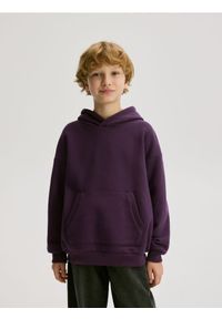 Reserved - Bluza oversize z kapturem - fioletowy. Typ kołnierza: kaptur. Kolor: fioletowy. Materiał: bawełna, dzianina