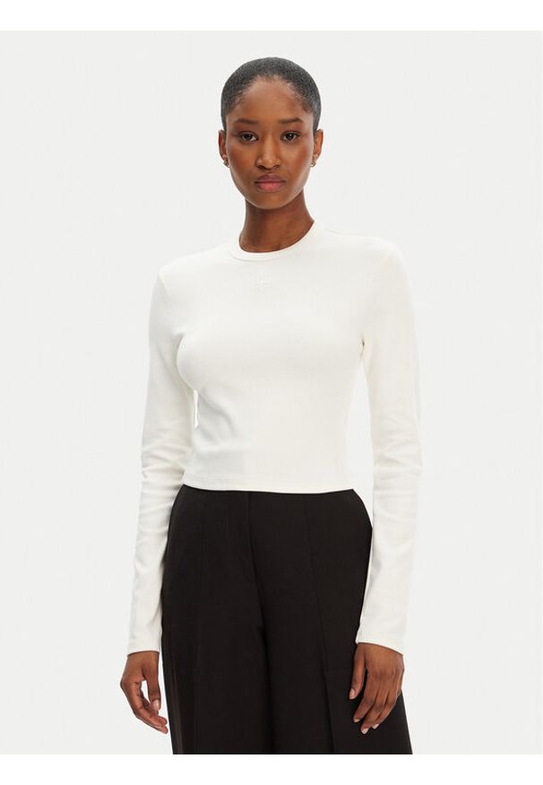 Hugo - HUGO Bluzka Dafilomena_3 50518378 Écru Slim Fit. Materiał: bawełna
