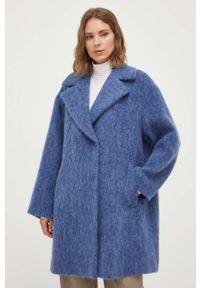 Weekend Max Mara płaszcz wełniany kolor niebieski przejściowy dwurzędowy. Okazja: na co dzień. Kolor: niebieski. Materiał: wełna. Styl: casual, klasyczny #1