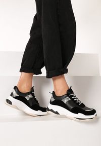 Born2be - Czarne Sneakersy Eirerial. Wysokość cholewki: przed kostkę. Nosek buta: okrągły. Zapięcie: sznurówki. Kolor: czarny. Materiał: skóra. Szerokość cholewki: normalna. Wzór: nadruk #2