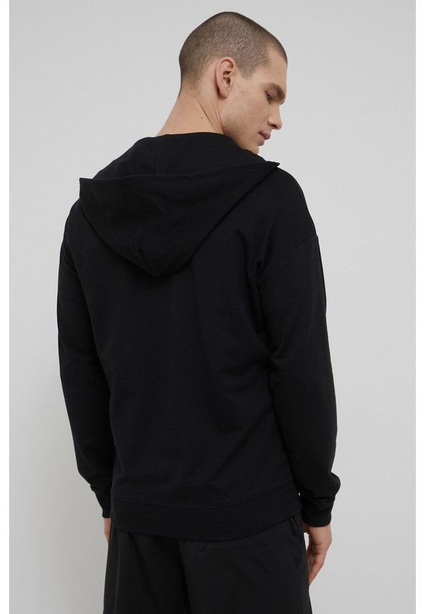 Calvin Klein Underwear bluza męska kolor czarny z kapturem z aplikacją. Typ kołnierza: kaptur. Kolor: czarny. Materiał: poliester. Wzór: aplikacja
