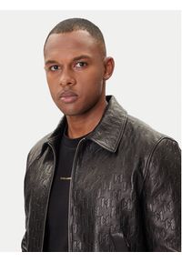 Karl Lagerfeld - KARL LAGERFELD Kurtka skórzana 555000 554400 Czarny Regular Fit. Typ kołnierza: dekolt w karo. Kolor: czarny. Materiał: skóra #4