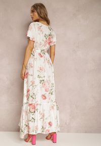 Renee - Biała Sukienka w Kwiaty o Kopertowym Kroju z Wiązanym Paskiem Iphene. Okazja: na co dzień, na imprezę. Typ kołnierza: dekolt w kształcie V. Kolor: biały. Długość rękawa: krótki rękaw. Wzór: kwiaty. Sezon: lato. Typ sukienki: kopertowe. Styl: casual, elegancki #3