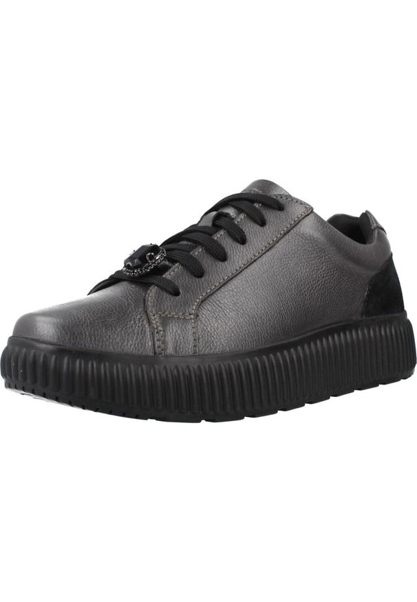 Geox - Buty GEOX D GRAISY Szary. Kolor: czarny, szary, wielokolorowy. Materiał: tkanina, skóra. Styl: sportowy