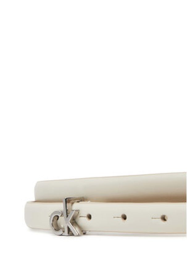 Calvin Klein Pasek Damski Ck Buckle Skinny Belt 1.5 K60K612932 Biały. Kolor: biały. Materiał: skóra