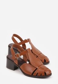 Born2be - Brązowe Sandały na Obcasie z Ozdobnymi Paskami Aglaosa. Okazja: na co dzień. Zapięcie: pasek. Kolor: brązowy. Wzór: paski. Obcas: na obcasie. Styl: casual, elegancki. Wysokość obcasa: średni #2