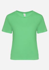 Born2be - Zielona Bluzka T-shirt z Elastycznej Bawełny Anellthia. Kolor: zielony. Materiał: bawełna #7
