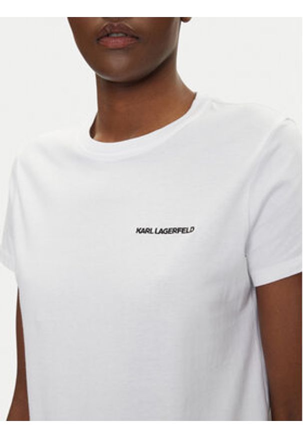 Karl Lagerfeld - KARL LAGERFELD T-Shirt A1W17019 Biały Regular Fit. Typ kołnierza: dekolt w karo. Kolor: biały. Materiał: bawełna