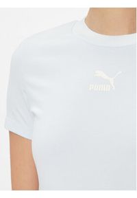 Puma T-Shirt Classics 535610 Błękitny Tight Fit. Kolor: niebieski. Materiał: bawełna #4