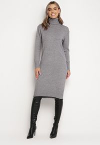 Born2be - Szara Sweterkowa Sukienka Wełniana Midi z Golfem Doulcetta. Typ kołnierza: golf. Kolor: szary. Materiał: wełna. Długość rękawa: długi rękaw. Styl: klasyczny. Długość: midi #3