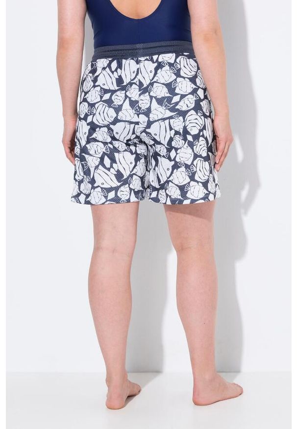 ULLA POPKEN - Damskie Szorty sportowe siateczka ryby szeroka nogawka elastyczny pas. Kolekcja: plus size. Kolor: niebieski. Materiał: poliester, materiał. Długość: krótkie