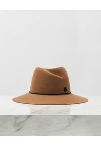 MAISON MICHEL PARIS - Beżowy kapelusz. Kolor: beżowy. Wzór: aplikacja #5