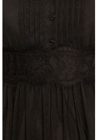 TwinSet - Twinset - Sukienka. Kolor: czarny. Materiał: materiał, tiul, poliamid, tkanina, poliester, koronka. Długość rękawa: długi rękaw. Wzór: grochy. Typ sukienki: rozkloszowane. Styl: klasyczny. Długość: mini #4