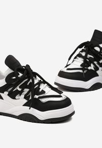 Born2be - Czarne Sneakersy na Grubej Podeszwie z Kolorowymi i Metalicznymi Wstawkami Ecastia. Kolor: czarny. Wzór: kolorowy #4