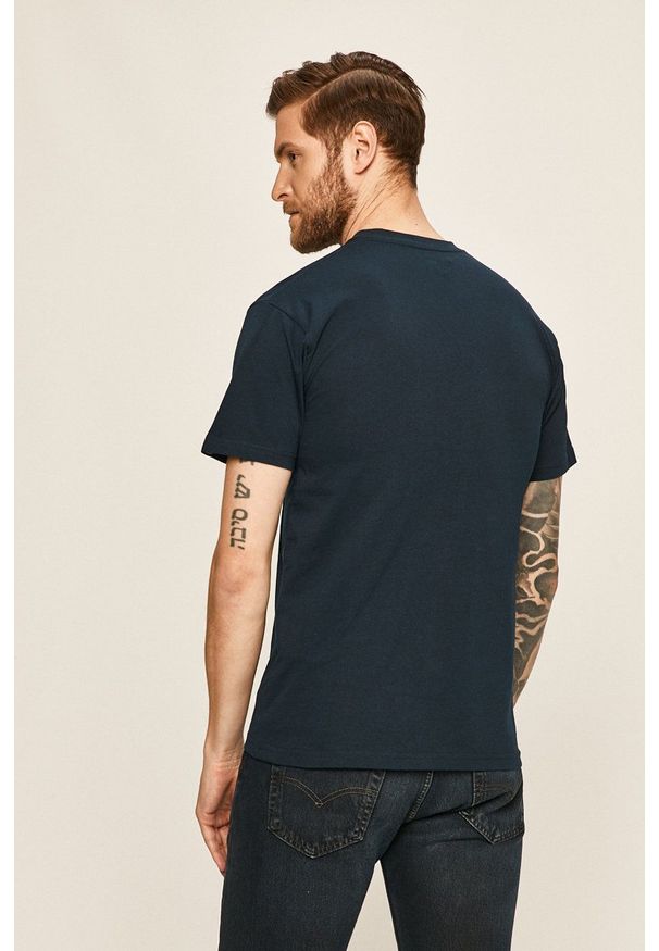 Vans - T-shirt. Okazja: na co dzień. Kolor: niebieski. Materiał: dzianina. Wzór: nadruk. Styl: casual