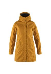 Fjällräven - Płaszcz damski Fjallraven Kiruna Padded Parka. Kolor: żółty. Materiał: puch. Sport: turystyka piesza