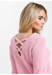 Sweter bonprix pastelowy jasnoróżowy melanż. Kolor: różowy. Wzór: melanż. Styl: elegancki #6