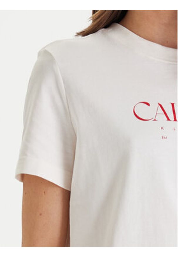 Calvin Klein Jeans T-Shirt Cktail Concept LV047E813G Biały Regular Fit. Kolor: biały. Materiał: bawełna