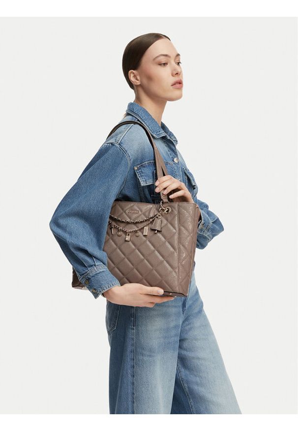 Guess Torebka Libby HWGG99 12250 Beżowy. Kolor: beżowy. Materiał: skórzane