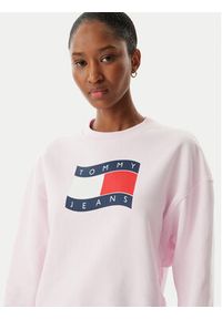 Tommy Jeans Bluza Wavy Flag DW0DW22742 Różowy jasny Boxy Fit. Kolor: różowy. Materiał: bawełna #3