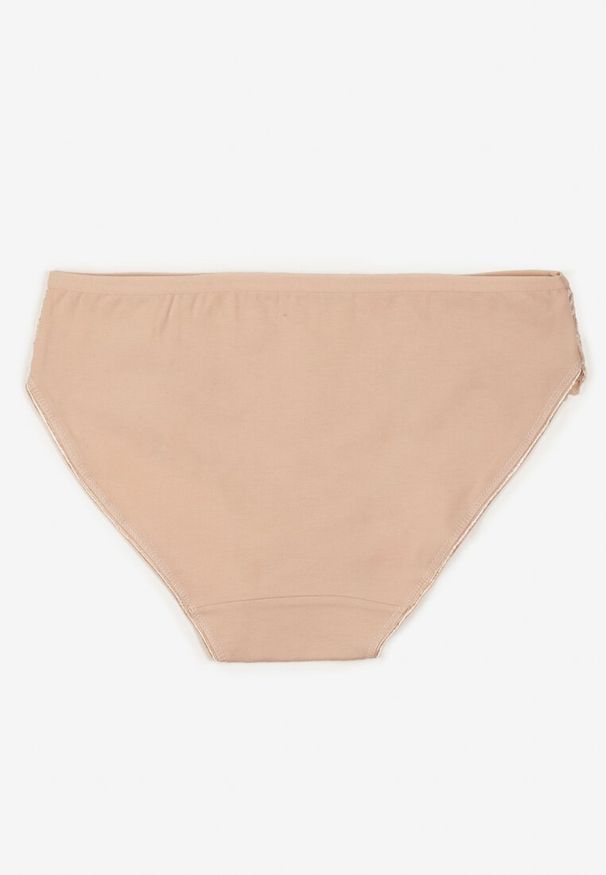 Born2be - Beżowe Gładkie Majtki Figi z Bawełny Venessila. Kolor: beżowy. Materiał: bawełna. Wzór: gładki