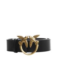 Pinko - PINKO Czarny pasek damski Love Berry H3 Belt, Rozmiar S. Kolor: czarny