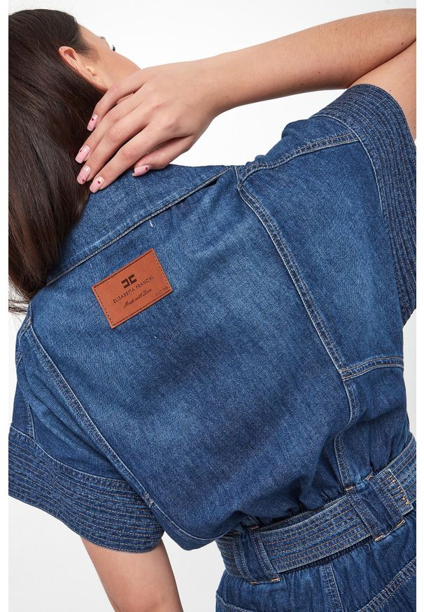 Elisabetta Franchi - Kombinezon damski jeansowy ELISABETTA FRANCHI. Materiał: jeans