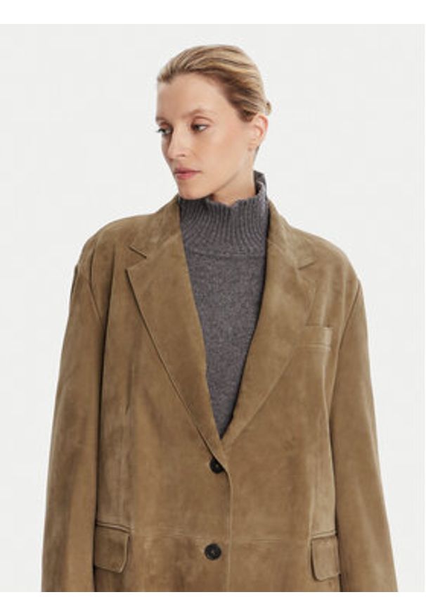 Weekend Max Mara Kurtka skórzana Rolanda 2525446071650 Brązowy Oversize. Kolor: brązowy. Materiał: skóra