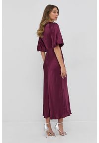 BARDOT - Bardot Sukienka kolor bordowy maxi rozkloszowana. Kolor: czerwony. Długość rękawa: krótki rękaw. Typ sukienki: rozkloszowane. Długość: maxi #5