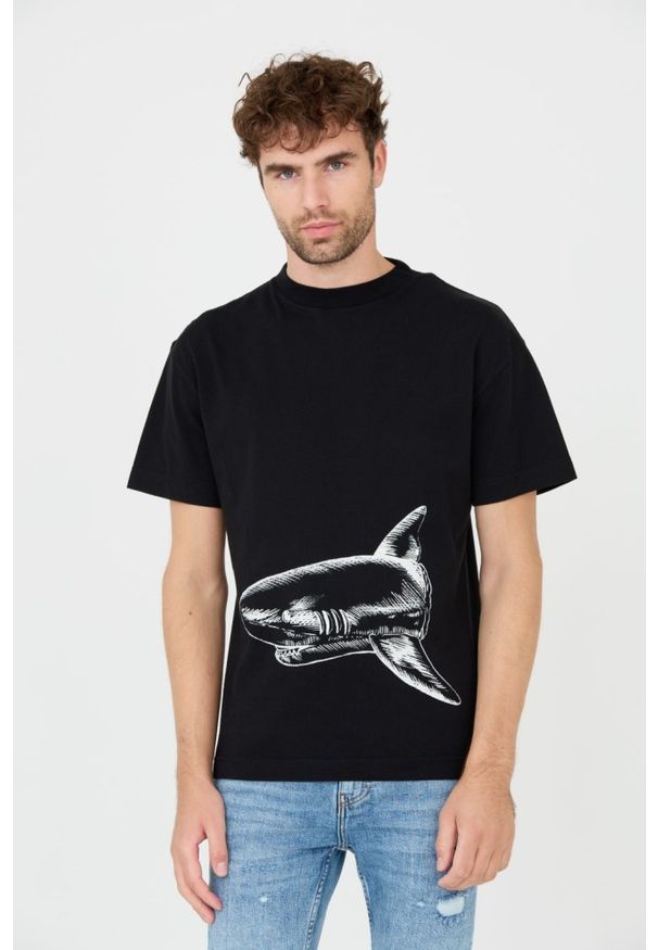 PALM ANGELS Czarny męski t-shirt Broken Shark Classic Tee, Rozmiar L. Kolor: czarny