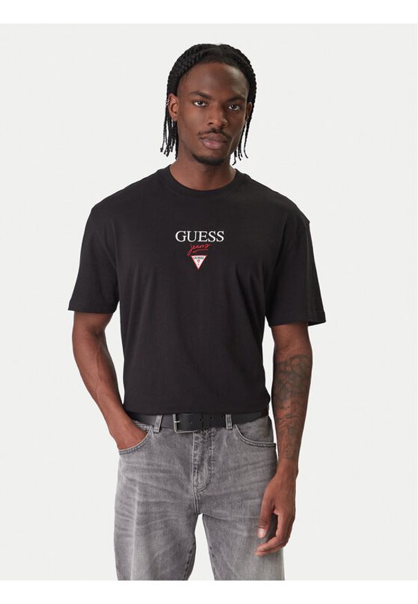 Guess Jeans T-Shirt M6RI45 K8HM0 Czarny Oversize. Kolor: czarny. Materiał: bawełna