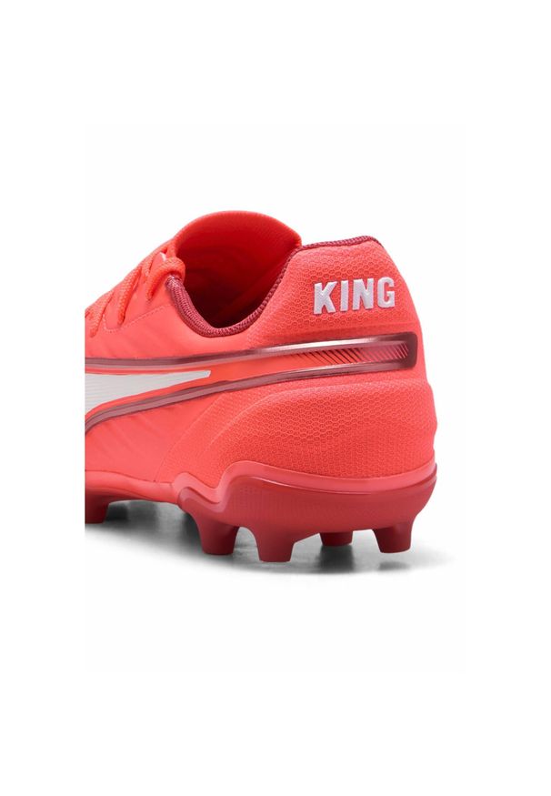 Puma - Młodzieżowe buty piłkarskie KING Match FG/AG PUMA Glowing Red White Fire. Kolor: biały, czerwony, wielokolorowy. Sport: piłka nożna