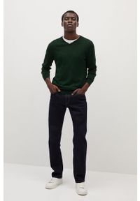 Mango Man - Sweter Willy V. Okazja: na co dzień. Kolor: zielony. Materiał: wełna, materiał, dzianina, poliamid. Długość rękawa: długi rękaw. Długość: długie. Wzór: gładki. Styl: casual #2