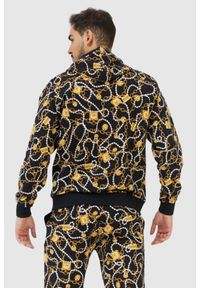 MOSCHINO Rozpinana bluza męska w złote łańcuchy. Typ kołnierza: kaptur. Kolor: czarny. Materiał: prążkowany
