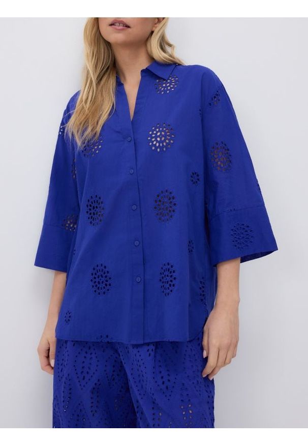 Reserved - Koszula z wzorem - niebieski. Kolor: niebieski. Materiał: bawełna