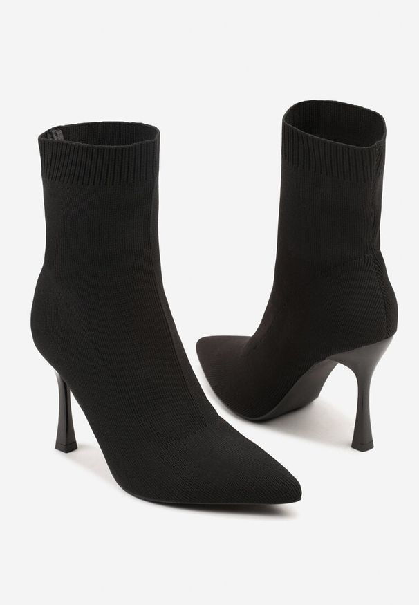 Renee - Czarne Botki na Szpilce Vices z Elastyczną Cholewką Nallafia. Okazja: na co dzień. Kolor: czarny. Szerokość cholewki: normalna. Obcas: na szpilce. Styl: glamour, klasyczny, casual