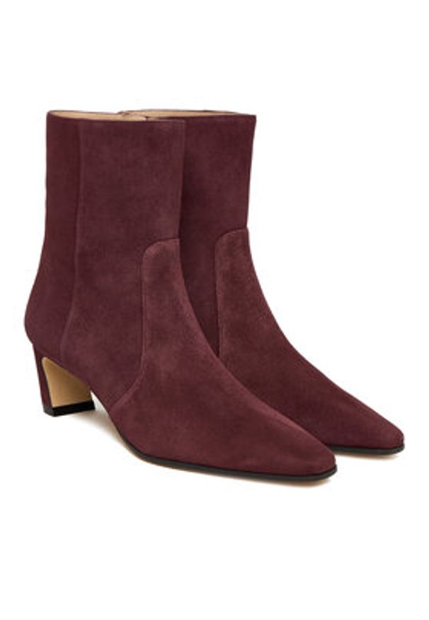 Stuart Weitzman Botki Stassi SM498 Bordowy. Kolor: czerwony. Materiał: zamsz, skóra