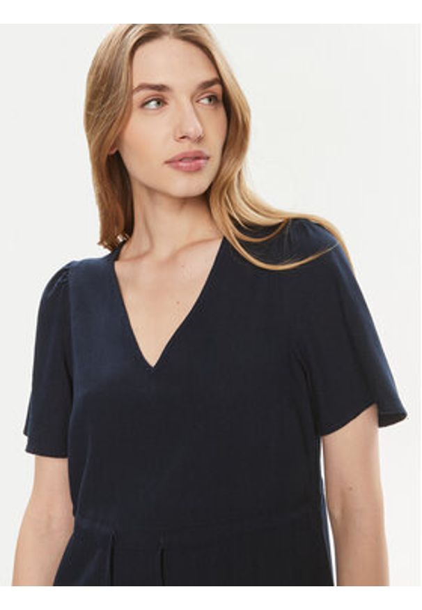 Vero Moda Sukienka letnia Mymilo 10303686 Granatowy Regular Fit. Kolor: niebieski. Materiał: wiskoza, len. Sezon: lato