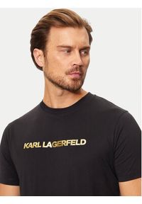 Karl Lagerfeld - KARL LAGERFELD T-Shirt 755065 544242 Czarny Regular Fit. Typ kołnierza: dekolt w karo. Kolor: czarny. Materiał: bawełna #4