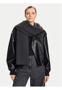 Calvin Klein Szalik Ck Metal Wool Rib Scarf LV04D8056G Szary. Kolor: szary. Materiał: wełna #5